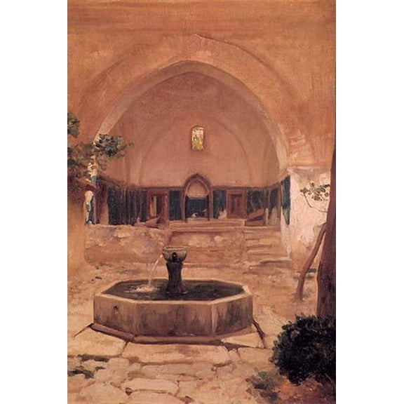 Courtyard at the Mosque at Broussa, Turkey-Fine art canvas print (20" x 30")