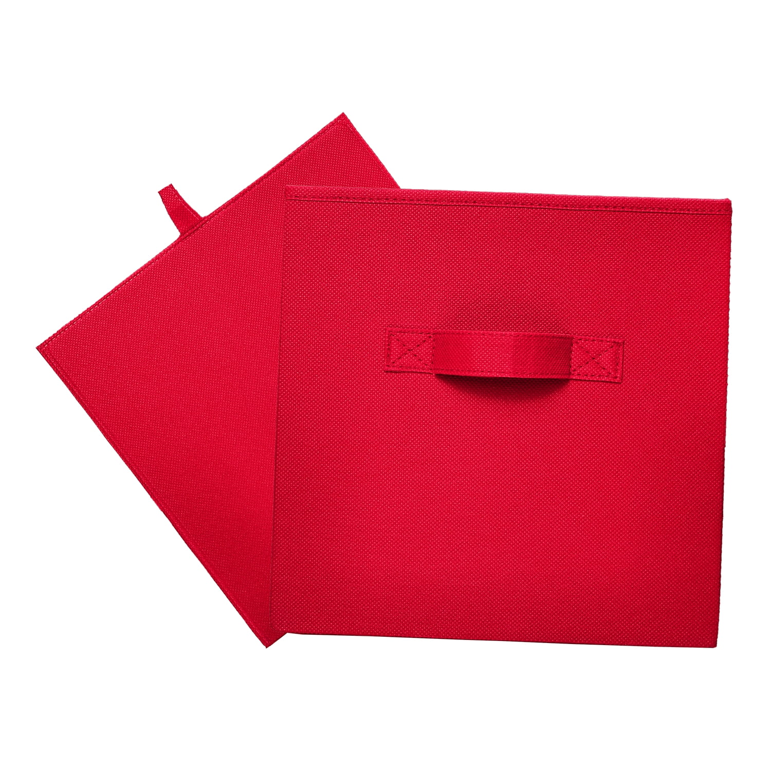 Mainstays Collegiate Collapsible Fabric Bins 10.5X10.5, Red Engine, 4 Pack