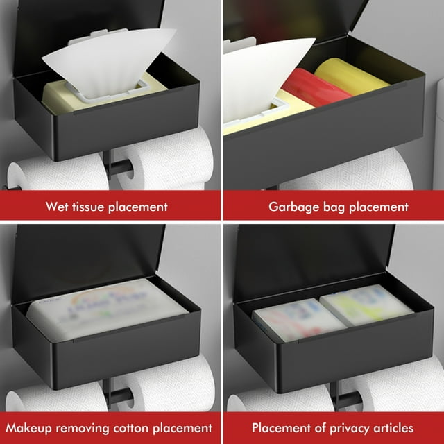 Portarrollos de papel higiénico con caja para toallitas húmedas, Portarrollos de papel higiénico con soporte para rollo de papel higiénico Portarrollos de papel higiénico Logre más