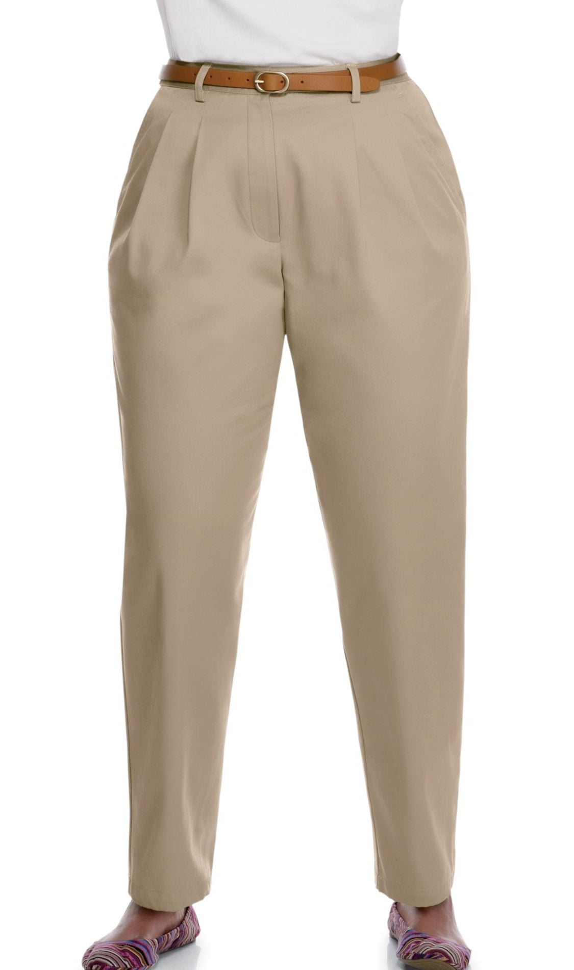 Just My Size - Just My Size Pleat Front Twill Pants, 14904, 16W, Khaki - Walmart.com - Walmart.com