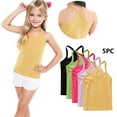 thumbnail image 2 of ZACPNCV 5 Pack Girls Dance Tank Tops Racerback Camisole Undershirts Summer Spaghetti Strap Sleeveless Crop Tops for Boys Dress Clothes Yellow 8-9 Years, 2 of 9