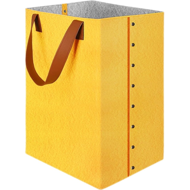 Cesto para la Ropa TUNC Contenedor de Almacenamiento de Fieltro Grande 72 L Bolsa Plegable Amarillo