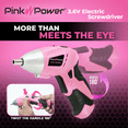 thumbnail image 4 of Pink Power 3.6V Cordless Electric Screwdriver - Pink Tool Set Small Screw Gun Mini Battery Operated Screwdriver Set, 4 of 8