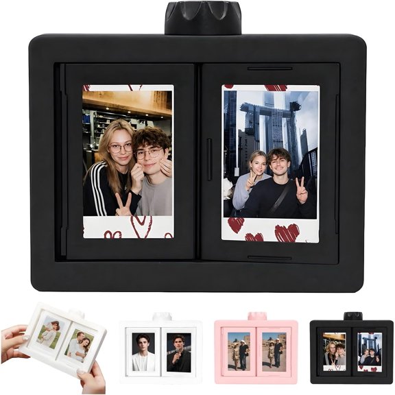 Rotating Mini Photo Album Frame for Anniversary, Birthday & Home Decor(Black)