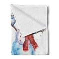 thumbnail image 2 of Christmas Soft Flannel Fleece Throw Blanket, Watercolor Xmas Snowman with Owl Sock Gingerbread Cookie, Cozy Plush for Indoor and Outdoor Use, 50" x 60", Dark Orange Pale Blue, by Ambesonne, 2 of 5