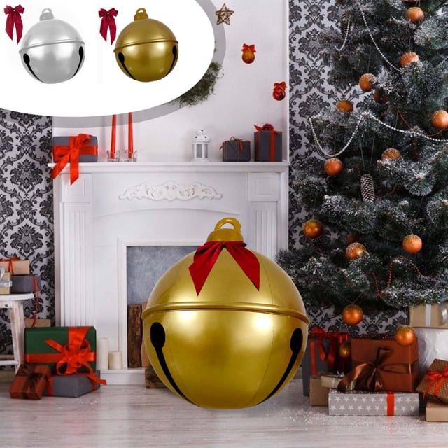 Fiudx Bola Navideña Inflable de 60 Cm, Pvc Resistente a La Intemperie, Acabado Pintado Brillante, Decoración para Jardín Exterior, Adorno para Árbol de Navidad, Diseño de Papá Noel, 1 Globo.