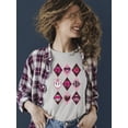 thumbnail image 2 of Lucky Love Emojis - Retro Argyle Graphic Women's T-shirt, 2 of 4