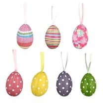 12Pcs 3D Vintage Paper Mache Foam Egg Hanging Ornaments For Easter Decoration, Easter Foam Colored Paper Egg Hanging Party Decoration With Retro Pictures Rabbits Chicks Flowers