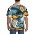 thumbnail image 3 of Kdxio Men's Hawaiian Shirt for Men Short Sleeve Shirt Cute Sunflower Blue Duck Summer Casual Holiday Beach Button Down T-Shirts, 3 of 5