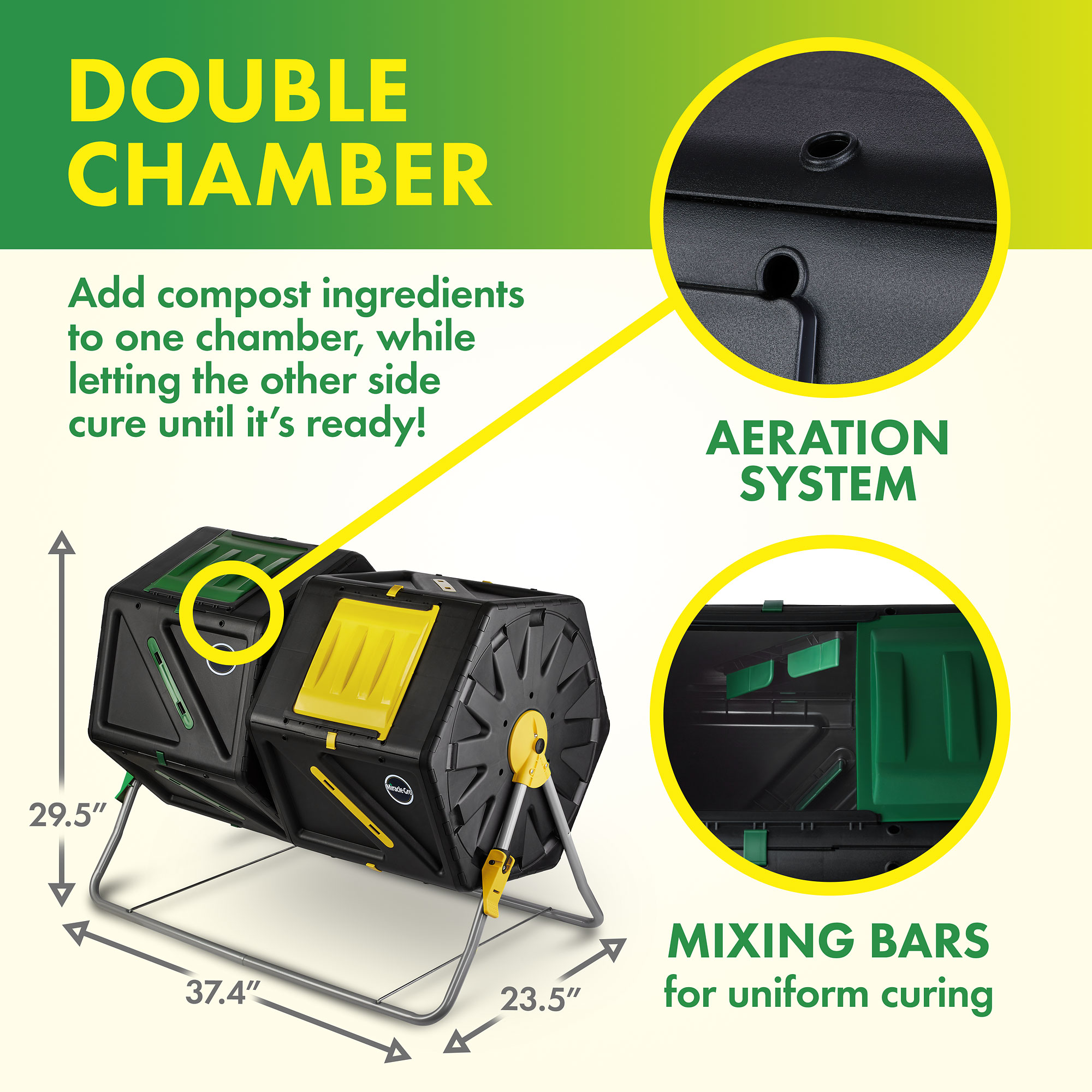 Miracle-Gro - 55 gal Dual Chamber Tumbling Composter - image 3 of 7