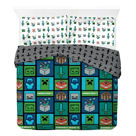 Minecraft Kids 5 Piece Full Bed Set 100% Microfiber