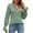 Green, variant on WREESH Womens Fashion Dressy Tops Solid Color Jacquards V-Neck Long Sleeve Loose T-Shirt Pullover Black