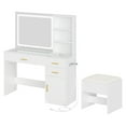 thumbnail image 2 of ModFusion White Modern Makeup Vanity Set with LED Mirror, Power Outlet, 3 Drawers & Cabinet, 2 of 9