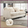 thumbnail image 2 of Mid Century Modern Chenille 2-Seat Loveseat Sofa – Solid Wood Frame for Living Room & Bedroom, 2 of 20
