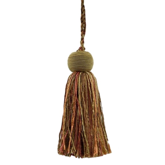 Decorative 4" (10cm) Key Tassel, 3 1/2" (8.5cm) Loop # VTS,, Sunset Beige #VNT9 (Gold Beige, Rust Red, Light Brown) Set of 10