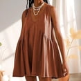 thumbnail image 3 of VUPSGEZ Womens Summer Sleeveless Mini Dress Casual Loose V Neck Sundress With Pockets (Orange,XL), 3 of 4