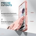 thumbnail image 6 of SaniMore for Google Pixel 7 Pro Multi-Functional Case, 3-Layer Protection Magnetic Cover Support Car Mount & 360° Rotatable Metal Ring Kickstand Full Body Shockproof Protective Shell, Rosegold, 6 of 8