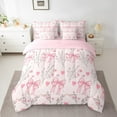 thumbnail image 3 of Feelyou Pink Princess Bow-tie Twin Bedding Sets 7-Piece for Kids, Kawaii Love Heart Bedding Comforter Set, Spring Flower Floral Reversible Sheet Sets, Microfiber Bedroom Decor, 3 of 9