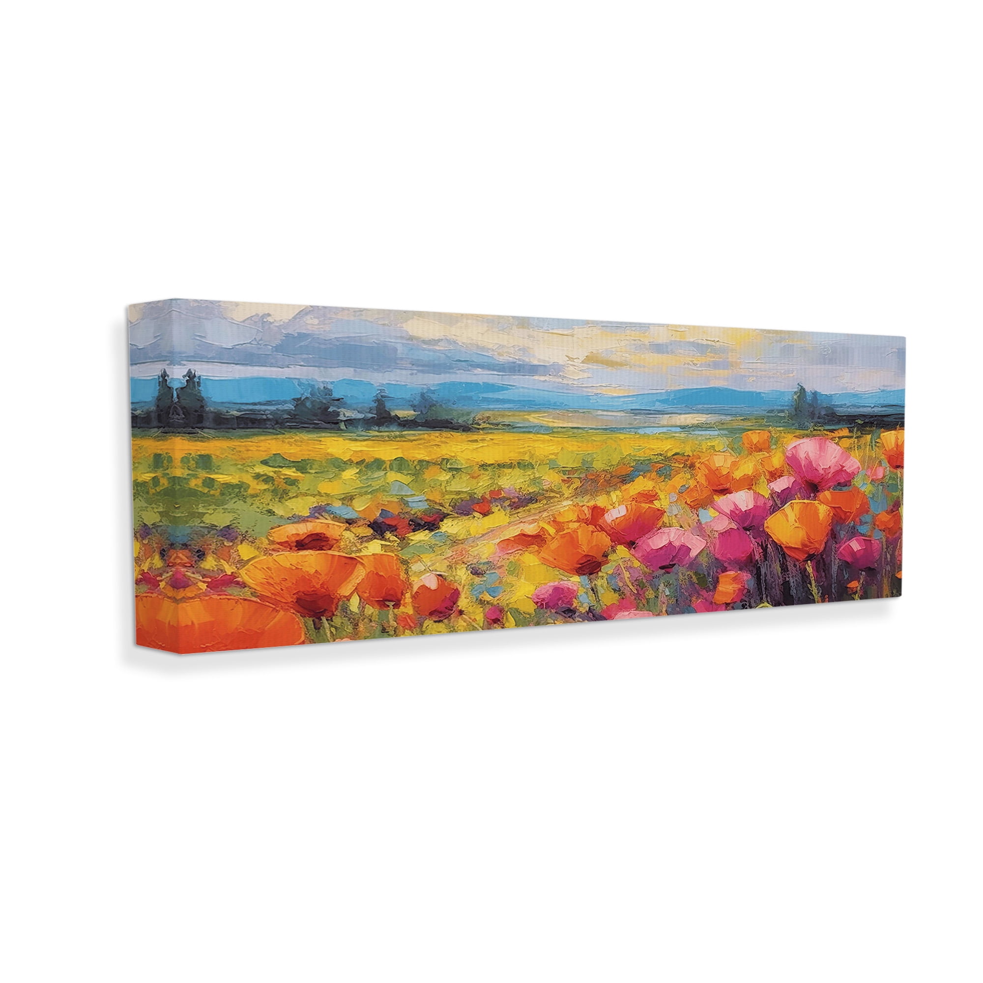 Stupell Industries Bright Tulips Landscape Landscape Painting Gallery Wrapped Canvas Art Print Wall Art, 48 x 20