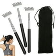 thumbnail image 1 of 3 Pcs Grattoir à Dos Rétractable Hommes Femmes Portable Extensible Masseur en Acier Inoxydable Outil de Grattage avec Pochette de Rangement, 1 of 1