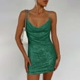 thumbnail image 5 of Munlar V Neck Women's Slip Dress Sleeveless Dress Sequins Bodycon Solid Sexy Mini Dress, 5 of 5