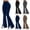 26# Navy, variant on Split Hem Flare Leggings for Women, High Waisted Casual Bootcut Flared Yoga Pants with Tummy Control Navy L