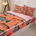 thumbnail image 2 of Manfei Farmhouse Trout Zipper Full Size Comforter Sets with Fitted Sheet and 2 Pillowcases, Simple Lines Stripe Zipper Bedding Set, Pink Orange, Pink Reversible, 4 Pieces, 2 of 7