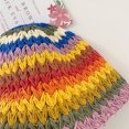 thumbnail image 3 of Sombrero de paja arcoíris con circunferencia de 56-58 cm, sombrero de verano para mujer, protector solar, sombrilla, sombrero de paja a rayas, 3 of 5
