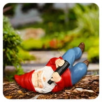 ICERUN Garden Gnomes,Resin Gnome with Wine Bottle Lying Face Up Yard Decorations Outdoor,Weather Resistant Surface Statues Funny Garden Gnomes,Style3