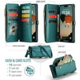 thumbnail image 3 of CaseMe Funda de Cuero para iPhone 16 Plus con 10 Tarjeteros con Ranura para Billetes con Cierre, Correa de Muñeca de Hombro Magnética de Cuero Suave de PU para Funda Tipo Billetera para Mujer, 3 of 13