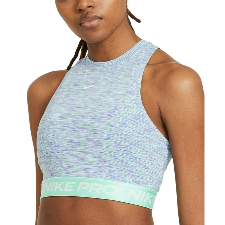 Nike Womens Pro Space Dye Crop Tank Top Size X-Large Color Sapphire Green  Glow 