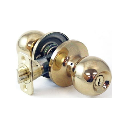 Atlas Ball Entry Locking Door Knob, Polished Brass
