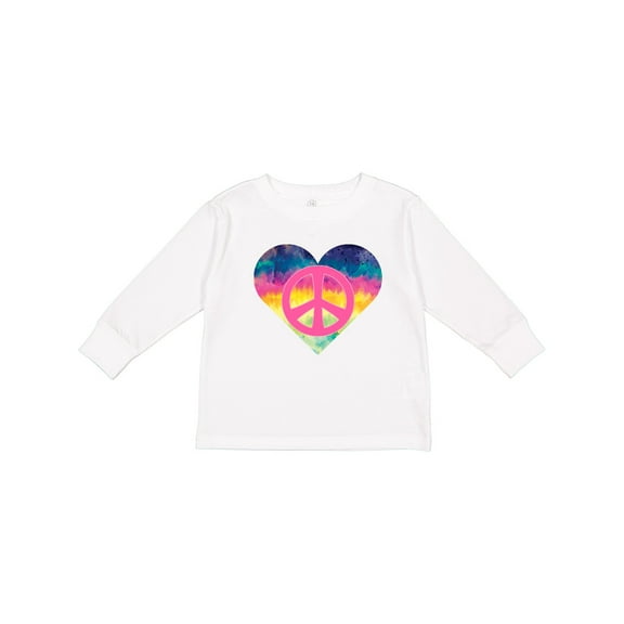 Inktastic Peace Sign Tie Dye Retro Girls Long Sleeve Toddler T-Shirt