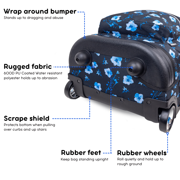 J World Girls Sunrise 18 Rolling Backpack for School and Travel, Night Bloom
