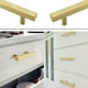 thumbnail image 4 of Goldenwarm - Juego de 20 tiradores dorados para gabinetes de 4 pulgadas (102 mm), manijas para cajones de latón cepillado, herrajes para gabinetes de cocina - Ls1212Gd102, tiradores cuadrados dorados, 4 of 5