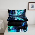 thumbnail image 5 of Manfei Safari Animal Twin Comforter Sets,Northern Lights Bedding Set,Black Green,Black Reversible,2pcs,1 Comforter and 1 Pillowcase, 5 of 7