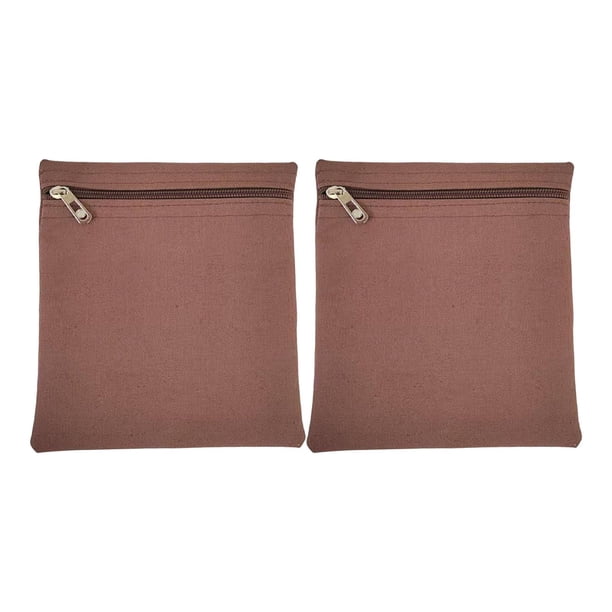 2 piezas de bolsillo cosido con cremallera, bolsa de almacenamiento móvil, lona de fácil instalación café