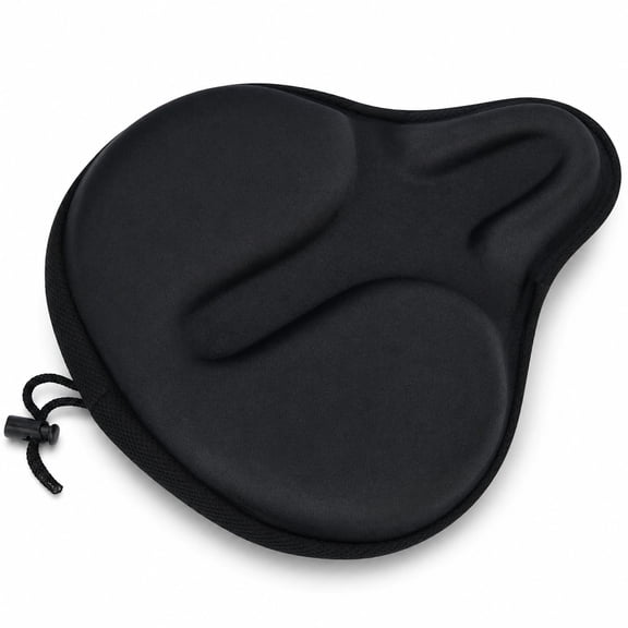 Gel Bike Seat Cushion Cover - Extra Soft & Breathable Exercise Bicycle Seat Pad with Wide Foam Padding for Men & Women - Fits Cruiser, Stationary & Road Bikes