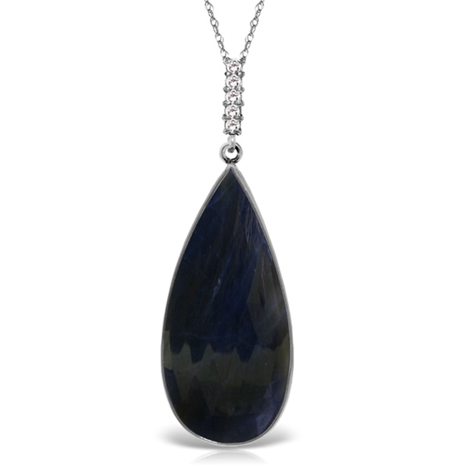 Galaxy Gold 14K Solid Gold Natural Diamond Pear Drop Pendant Necklace for Women - White Gold Fine Jewelry