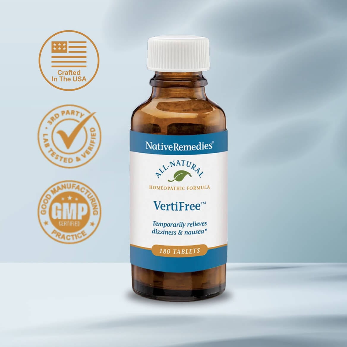 Native Remedies VertiFree Tablets - Natural Inner Ear Balance & Disorientation Relief - Support for Dizziness, Nausea & Equilibrium - Safe Homeopathic Formula for All Ages - 180 Fast-Acting Dissolvab