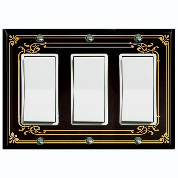 Metal Light Switch Plate Cover Elegant Victorian Floral Frame Black FRA077