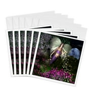 3dRose, Fairy in Purple outfit, 6 Greeting Cards with envelopes