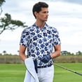 thumbnail image 6 of Vsdgher Blue Ink Flowers Print Men's Short Sleeve Stretch Polo Shirt, Moisture-Wicking Performance Polo Shirt, 6 of 8