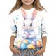 thumbnail image 2 of Blusas y camisas de manga larga con cuello redondo y estampado de Pascua, camiseta interior de cuello redondo y manga tres cuartos para niños de talla mediana y grande., 2 of 9