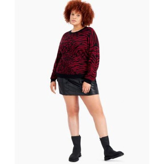 MSRP $80 Bar III Animal-Print Sweater Red Size 1X