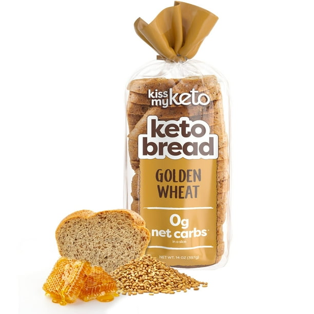 Kiss My Keto Bread Golden Wheat — Zero Carb Bread, Low Calorie, Sugar Free, No GMOs, Soy Free, 6g Protein Per Slice | 100% Carb Free Protein Healthy ...