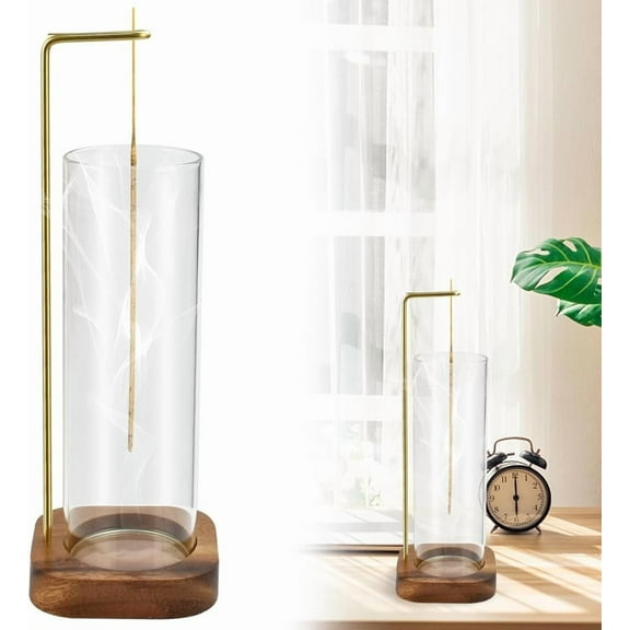 Incense Holder for Sticks, Insence-Stick Holder with Removable Glass Ash Catcher No Mess Incense Holder for Yoga Relaxation, Home Decor