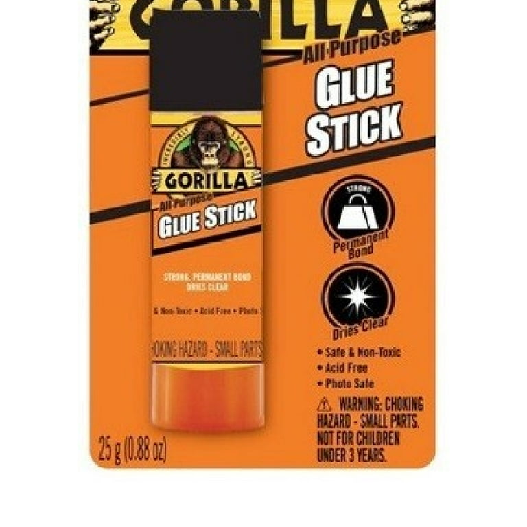 Gorilla Glue Stick All Purpose 25g Strong Bond Adhesive Dries Clear, 2-Pack