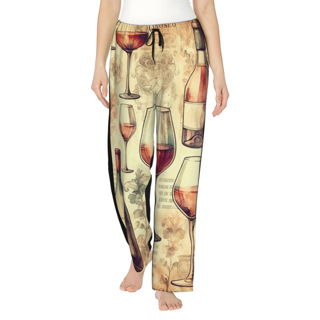 Balery Wine Pantalones de pijama para mujer, pijamas ultraligeros, pantalones de estar por casa-3X-Large