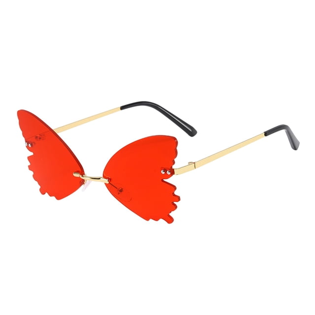 XASZHN Lunettes de Soleil Rétro en Forme de Papillon Vintage Irrégulières Unisexes Mode Lunettes Rouges_004 Taille Unique